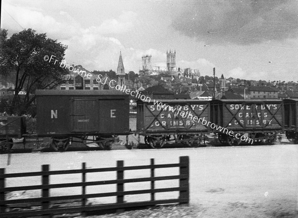 CATHEDRAL FROM POTTERGATE  NE GOODS TRAIN  SOWERBY'S OF GRIMSBY